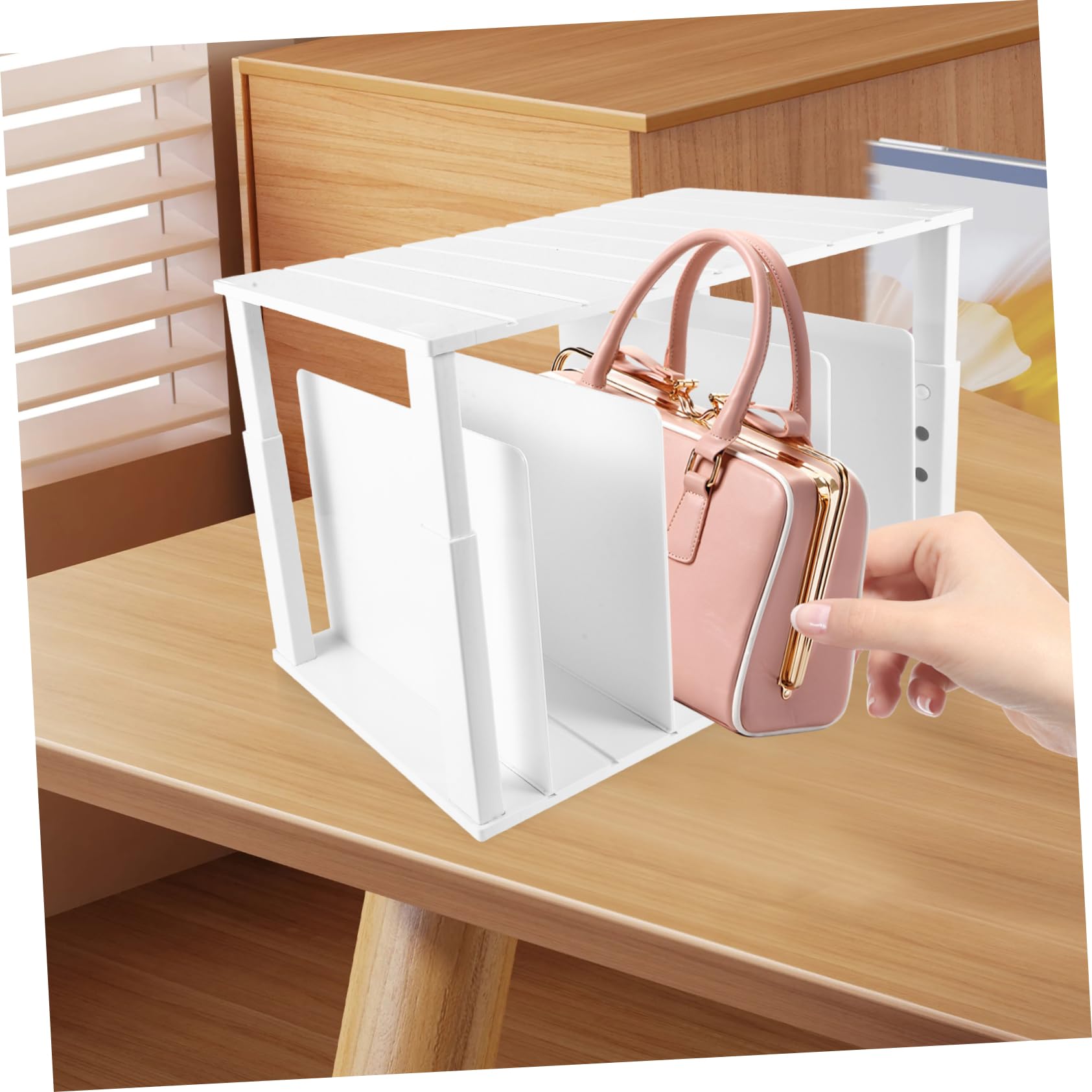 Organizador de Armario de Doble Capa Blanco 4 Separadores Abs | Divisor de Estantes Ajustable, Bordes Redondeados sin Rebabas, Base Estable Antideslizante