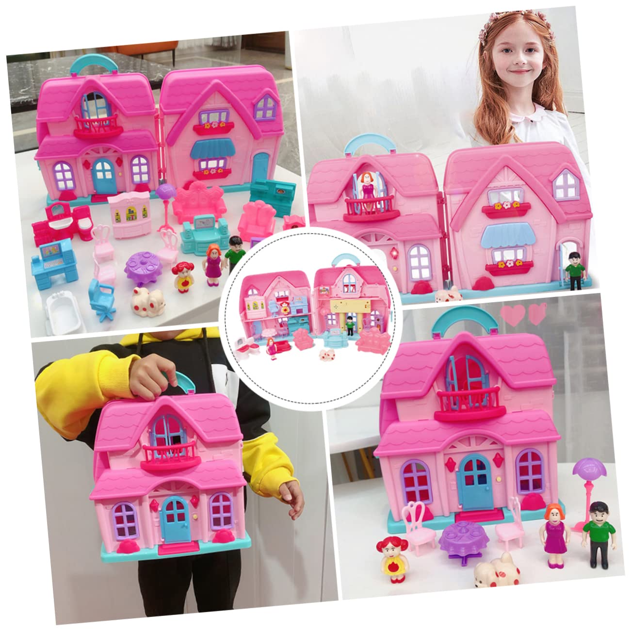 BESPORTBLE Portable Story Toy Plastic House Kit Mini Plastic Villa Mold Role Play Game Fantastic Birthday Present Random