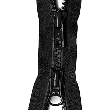 #5 Molded Vislon YKK Jacket 2-Way Separating Zipper - Choose Your Color & Length - Made in The United States 1 Zipper Per Pack Black, 36" Inches