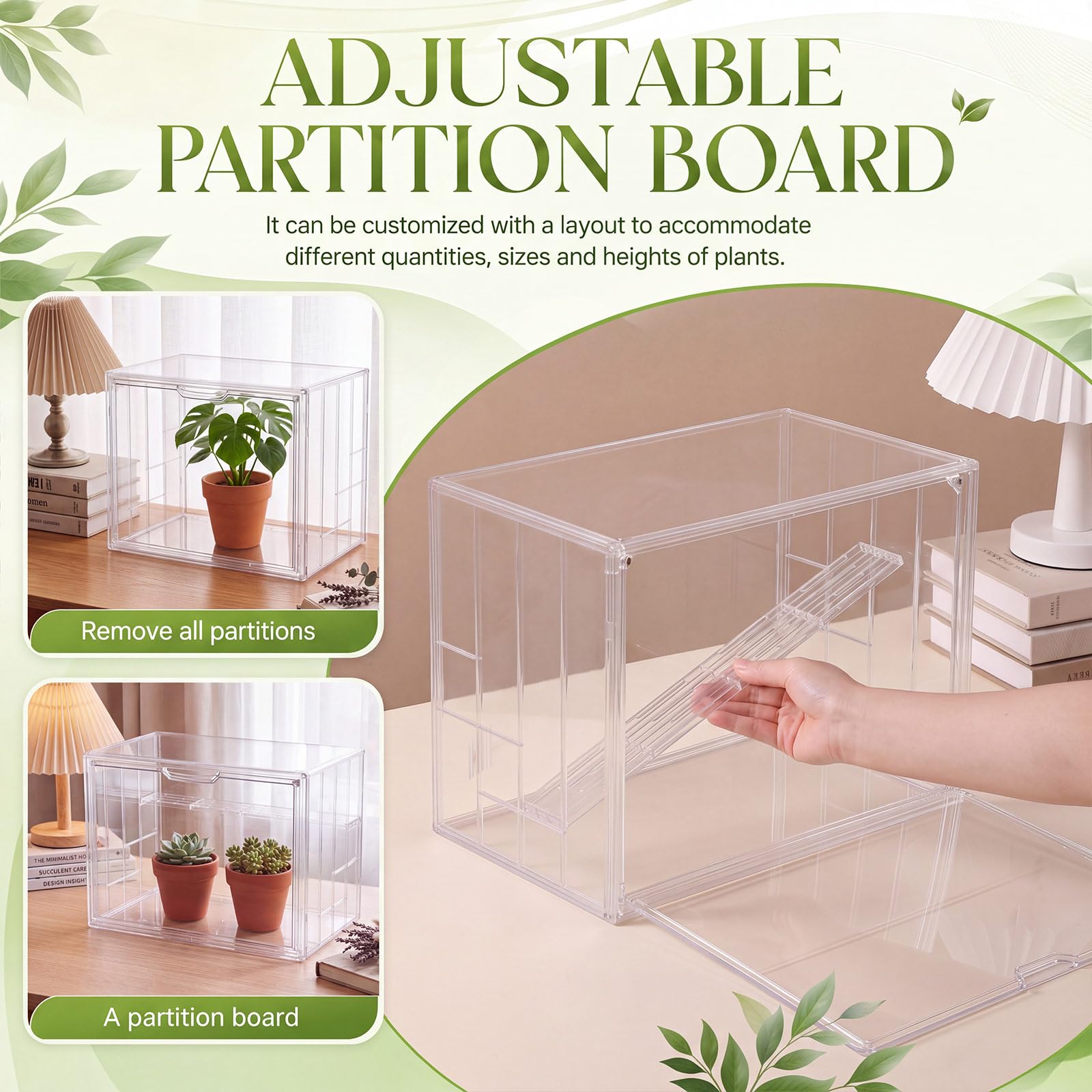 Novabright Mini-Gewächshäuser aus transparentem Acryl für den Innenbereich, mit 3 Regalen, 36,7 x 22,6 x 27,6 cm, stapelbare Tischpflanzen-Anzuchtkästen für Samenstart, Kräuterzucht und kleine