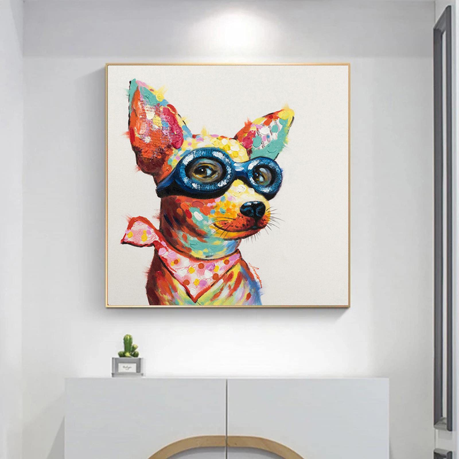 Stampa Su Tela HTCARWAT Con Cane Blu – Poster D'Arte Astratta Moderna, Quadro Minimalista Per Camera Da Letto O Soggiorno, Regalo Per Amanti Dei Cani