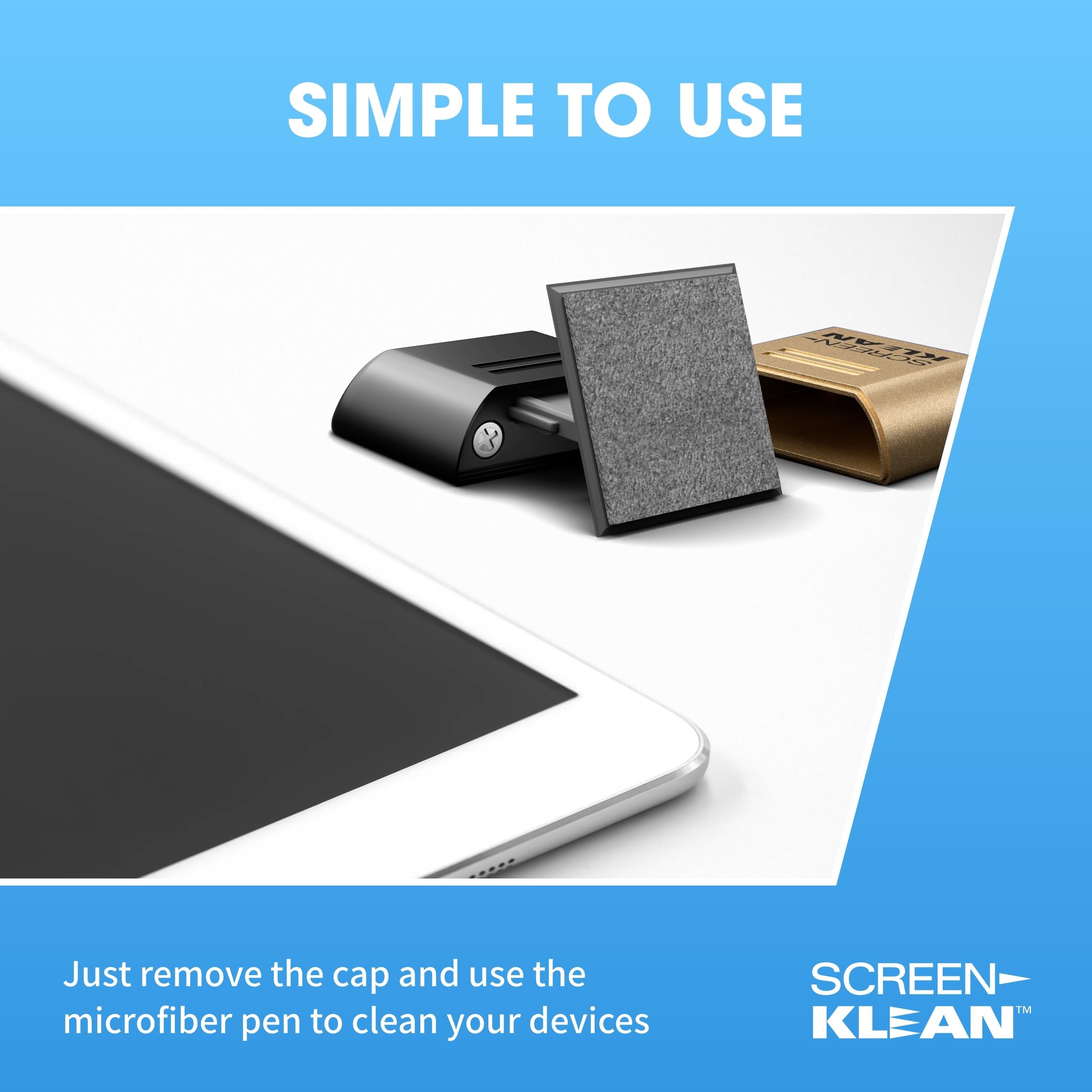 ScreenKlean - Limpiador de pantalla de tableta, compatible con iPad, Android y Amazon Tablet, con tecnología de microfibra de carbono, oro galvanizado, 1 unidad (paquete de 1)