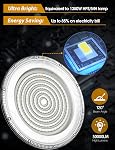 350W 4 Pack UFO High Bay LED Shop Lights, 50000LM LED Lights, Industrial Lighting, 110-275V IP66 Waterproof for Workshop, Warehouse, Barn, Garage, Factory, 6500K Daylight with US Plug