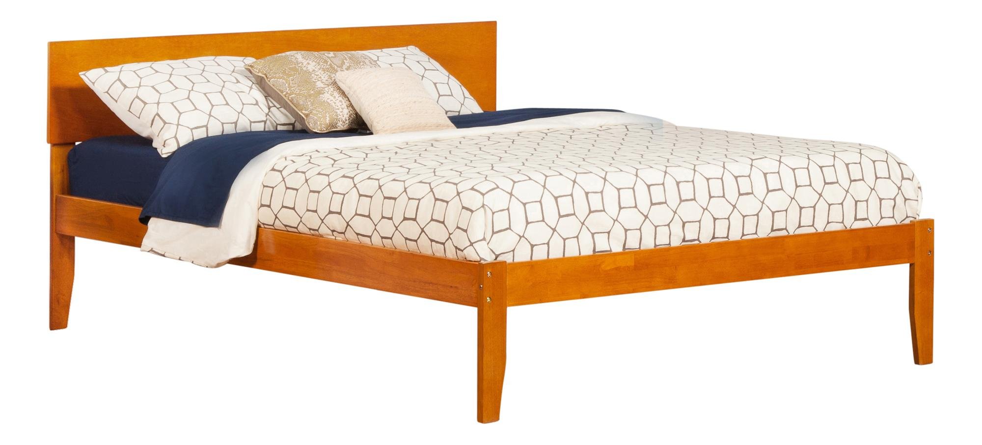 ((Incomplete)) Atlantic Furniture AR8151007 Orlando Platform Bed with Open Foot Board, King, Caramel