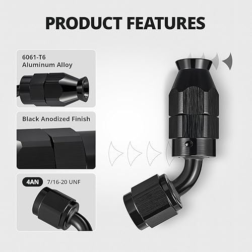 Miniatura 125 de Teflon E85 - Adaptador para manguera de combustible (NEGRO)