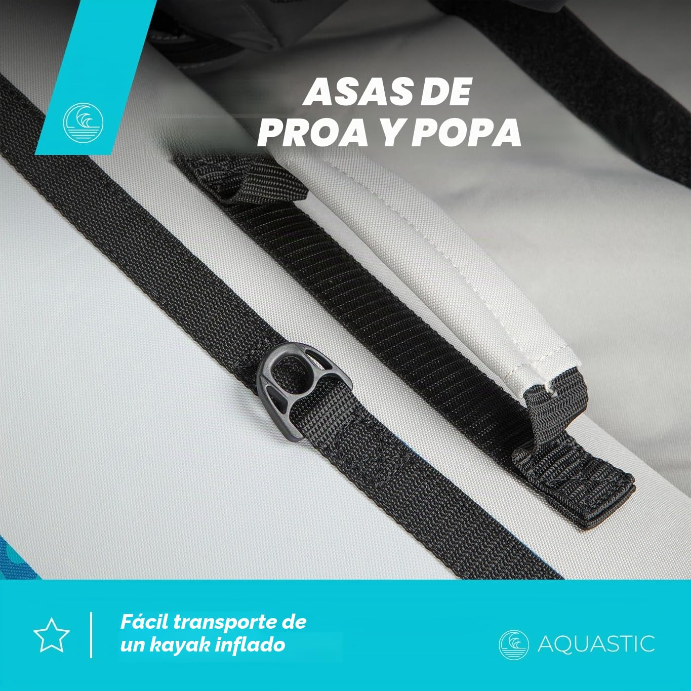 AQUASTIC Kayak DELF 11'0" Kayak Hinchable para 2 Personas con Dos Asientos Bomba Quilla Central y Funda Azul Kayak con Dimensiones 335x96 cm Ideal para Rafting y Excursiones Material PVC Resistente