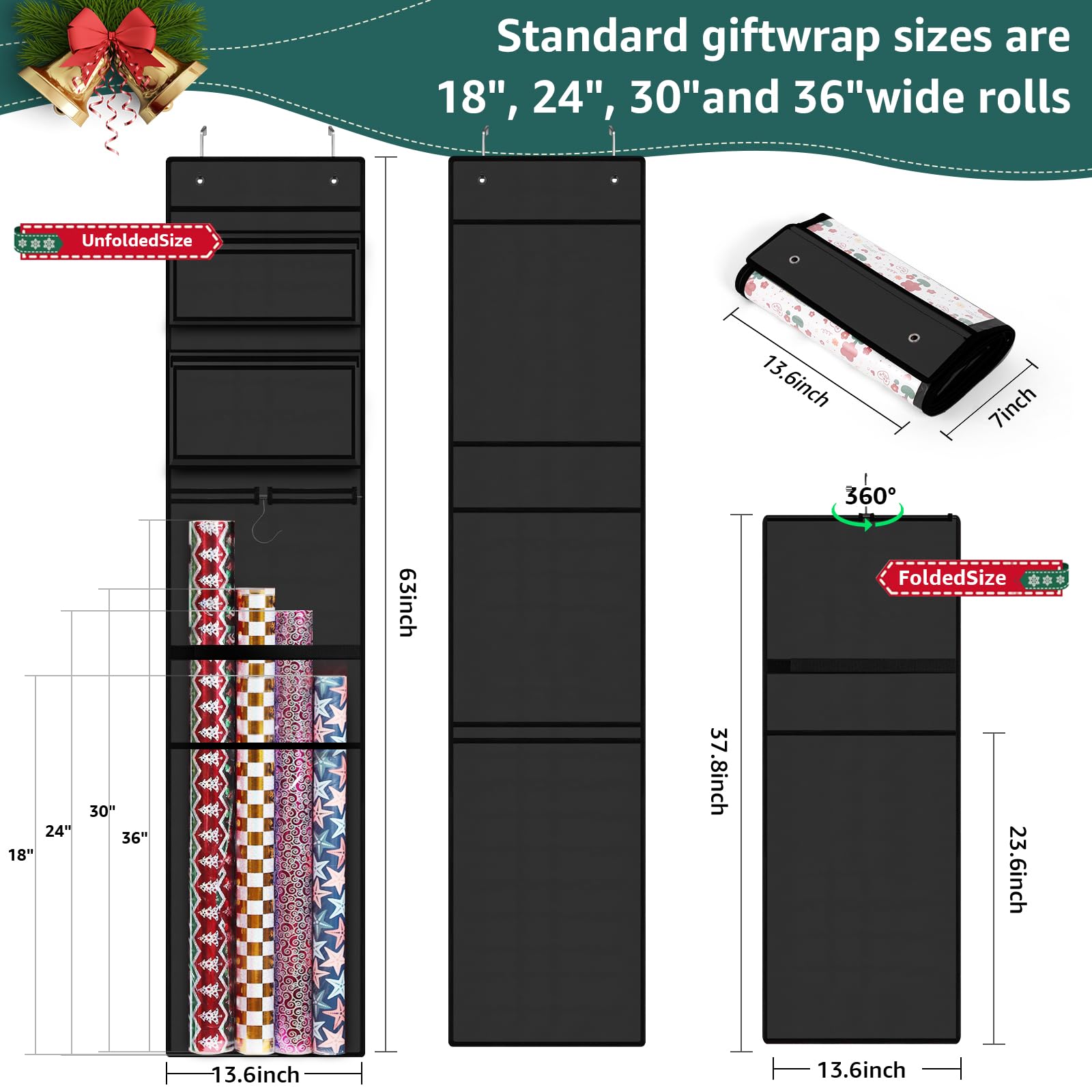 Amazon.com: Woodoulogy Wrapping Paper Organizer Storage, Double