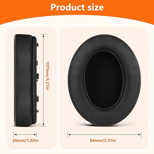 Miniatura 3 de Almohadillas de repuesto para auriculares Sony WH-1000XM4 (WH1000XM4), almohadillas de repuesto para Sony con espuma de cancelación de ruido, piel