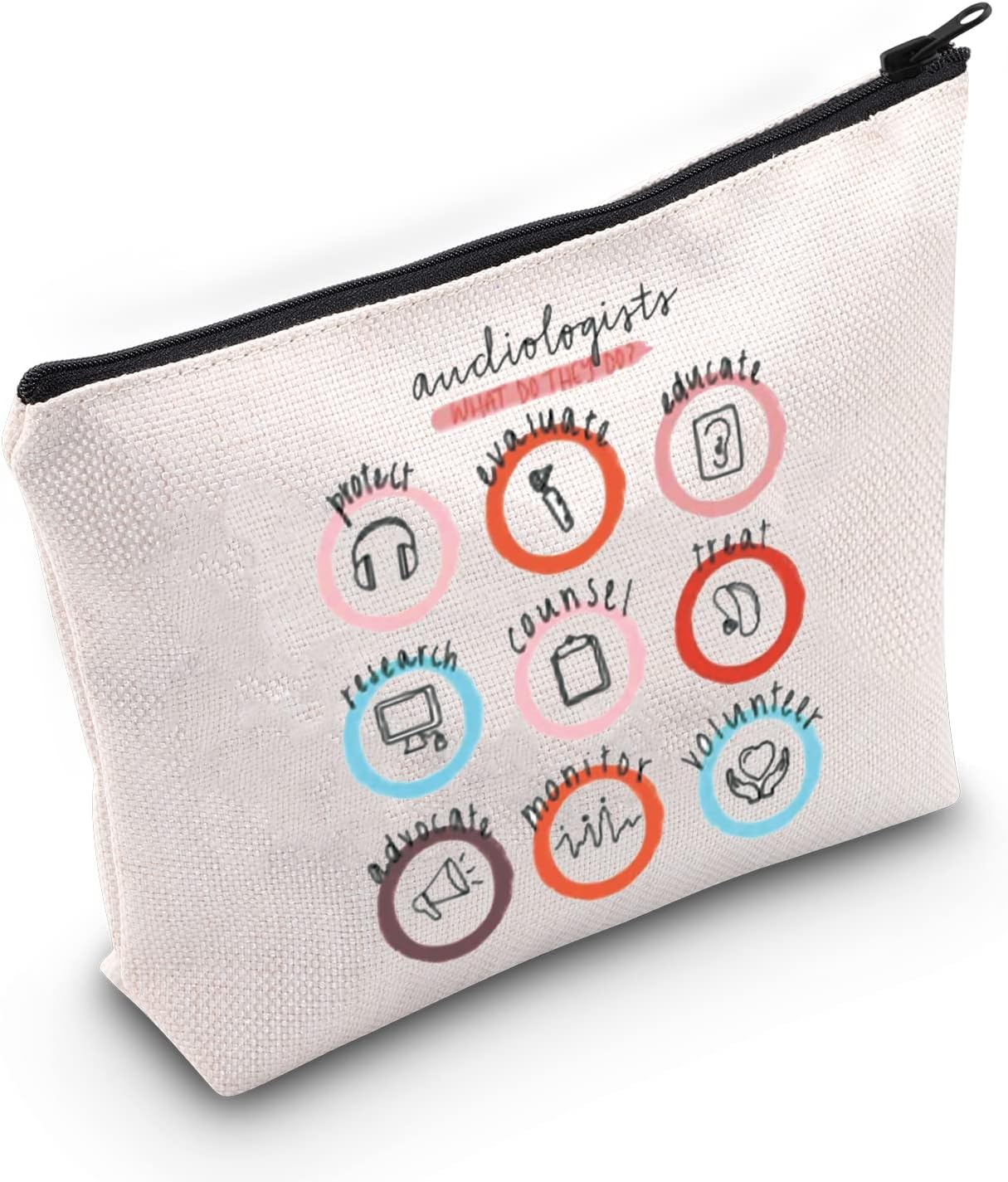 JNIAP Audiology Gifts Audiologist Makeup Bag Ear Doctors Gifts Audiology Student Graduation Gifts Makeup Zipper Toiletry Pouch (Audiologists bag)
