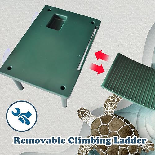 Miniatura 6 de kathson Plataforma para tomar tortugas con ventosas, rampa de escalada de tortuga, escalera, terraza, acuario, tortugas, tanque, decoración de