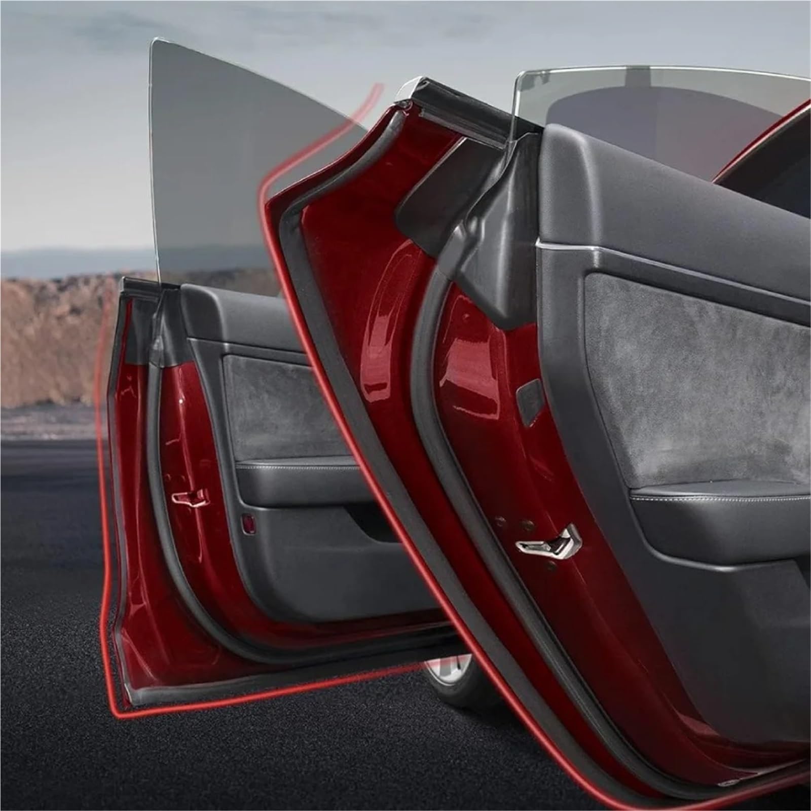 Auto Türdichtung 10-teiliges Türdichtungs-Schallschutz-Set Für Tesla Für Modell 3 YSX Gummi-Wetter Dichtungsstreifen Set Vorderer Kofferraum-Abdeckungsstreifen(Style F)