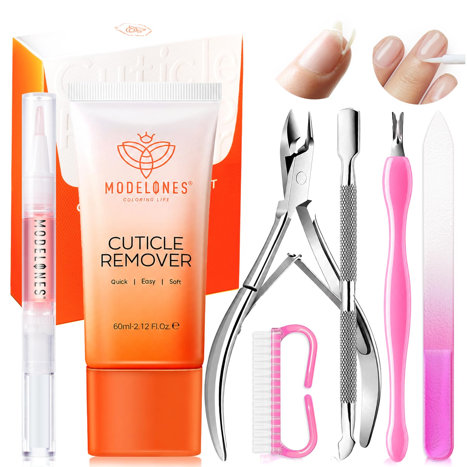 Modelones Cuticle Remover, Nail Kit Cuticle Trimmer Pusher Remover Liquid
