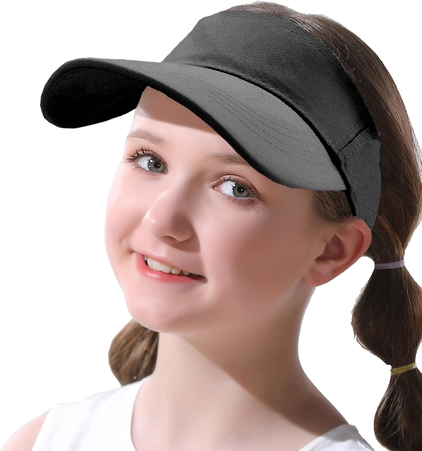 Kids Sun Visors Adjustable Cap - Unisex for Children Athletic Sports Hats UV Protection fit for 5 to 12 Years Old 52-56cm