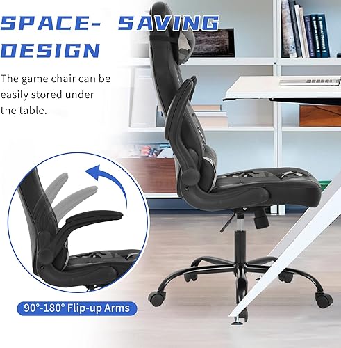 Miniatura 40 de Silla ergonómica para juegos de PC, silla de oficina para computadora, silla giratoria ajustable para videojuegos, silla de carreras con soporte