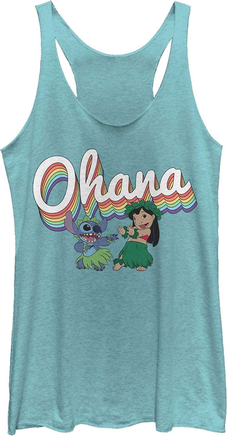 Women's Lilo & Stitch Rainbow Ohana Hula Dance Racerback Tank Top