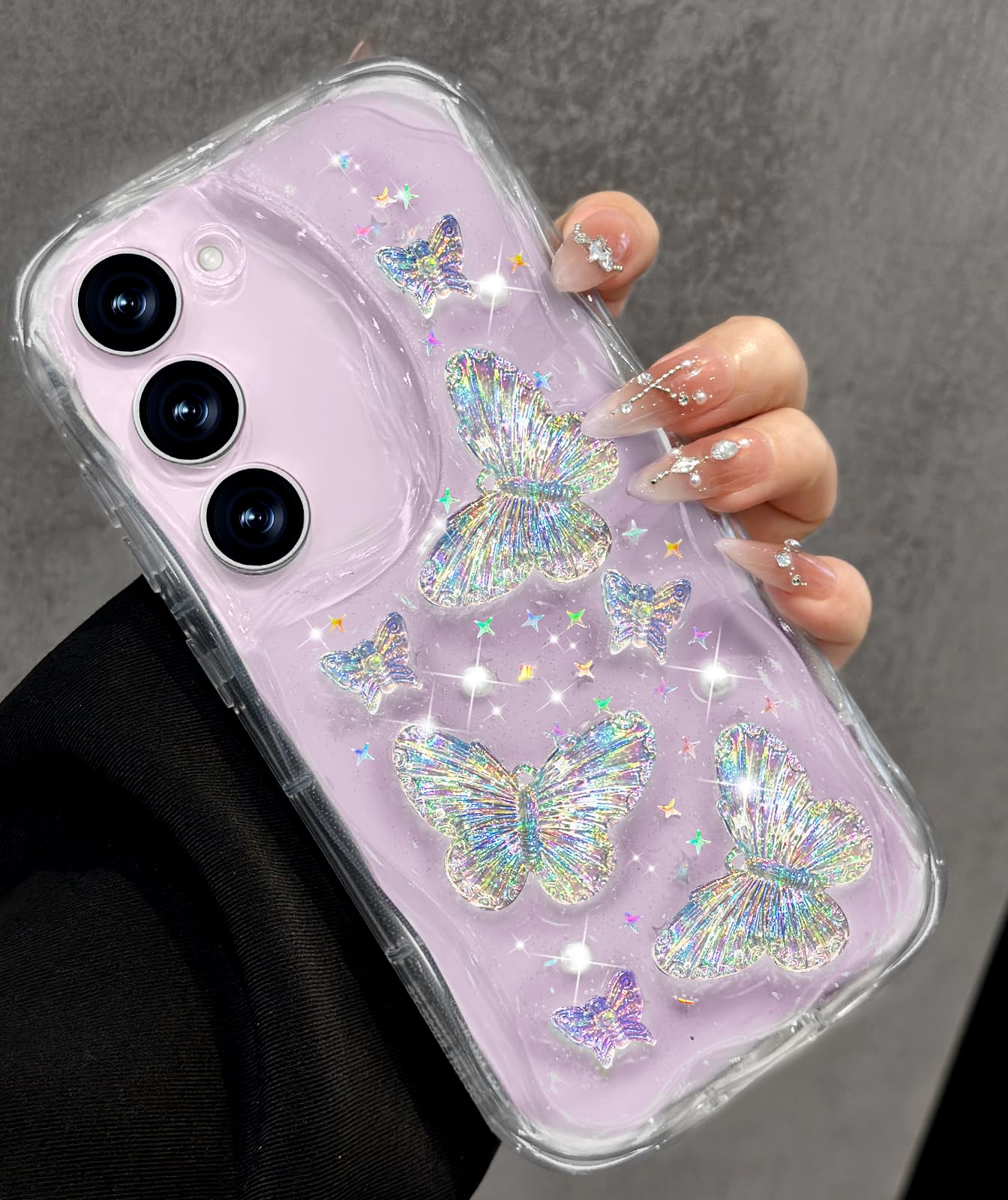 Toycamp for Samsung Galaxy S23 case Women - Cute Girly Girls Phone Cover for Samsung S23 Kawaii Aesthetic Pretty Unique Glitter Bling Sparkle Wave