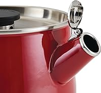Vista 6 de KitchenAid Teakettles Enamel-on-Steel Stovetop Whistling Teakettle, Induction Ready, Stainless steel Lid, 2 Quart - Empire Red