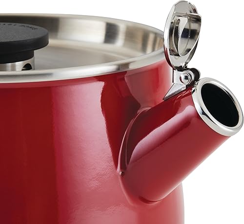 Miniatura 6 de KitchenAid Teakettles Enamel-on-Steel Stovetop Whistling Teakettle, Induction Ready, Stainless steel Lid, 2 Quart - Empire Red