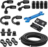 AOOSEDOO 8AN Fuel Line Kit: 20FT Nylon Braided CPE Hose + Straight/45/90/180° Aluminum Fittings & Adapters for Fuel Systems