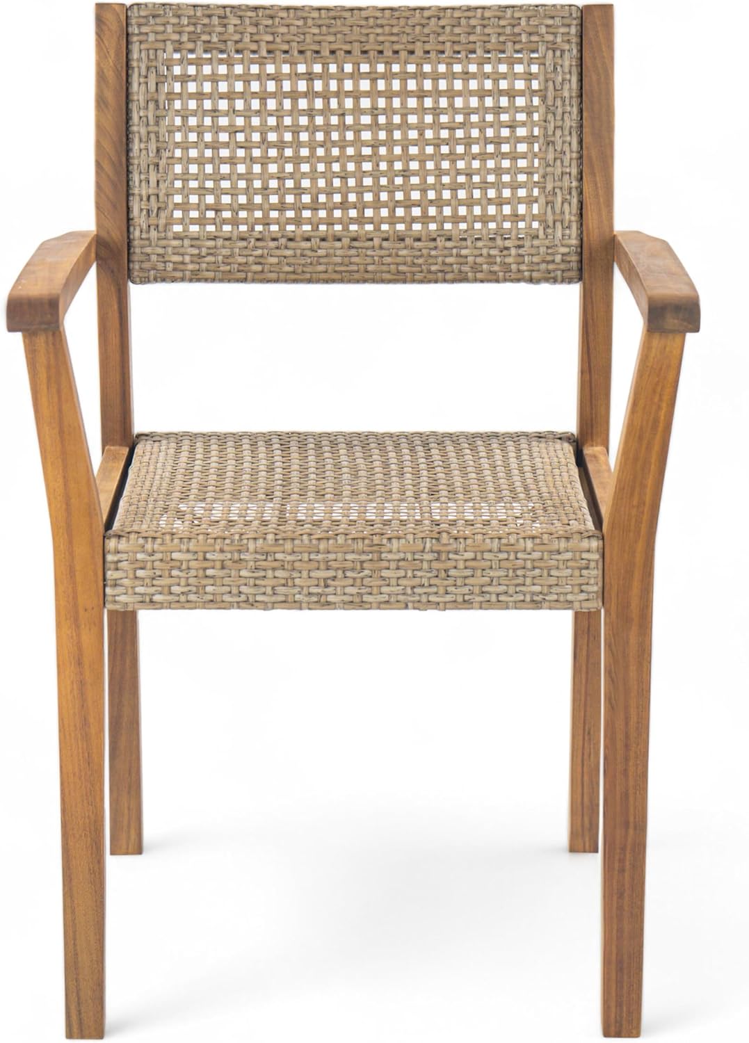 Christopher Knight Home Amaris Acacia Wood Patio Dining Set for 4, Solid Wood Outdoor Dining Table Set for 4, Round Dining Table and Chairs Set of 4, Teak+Light Brown