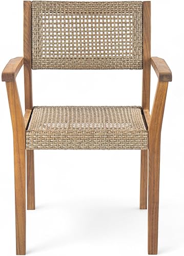 Miniatura 6 de Christopher Knight Home Amaris Farmhouse Patio Garden Furntiure - Juego de 2 sillas de comedor de madera de acacia, sillón para cena