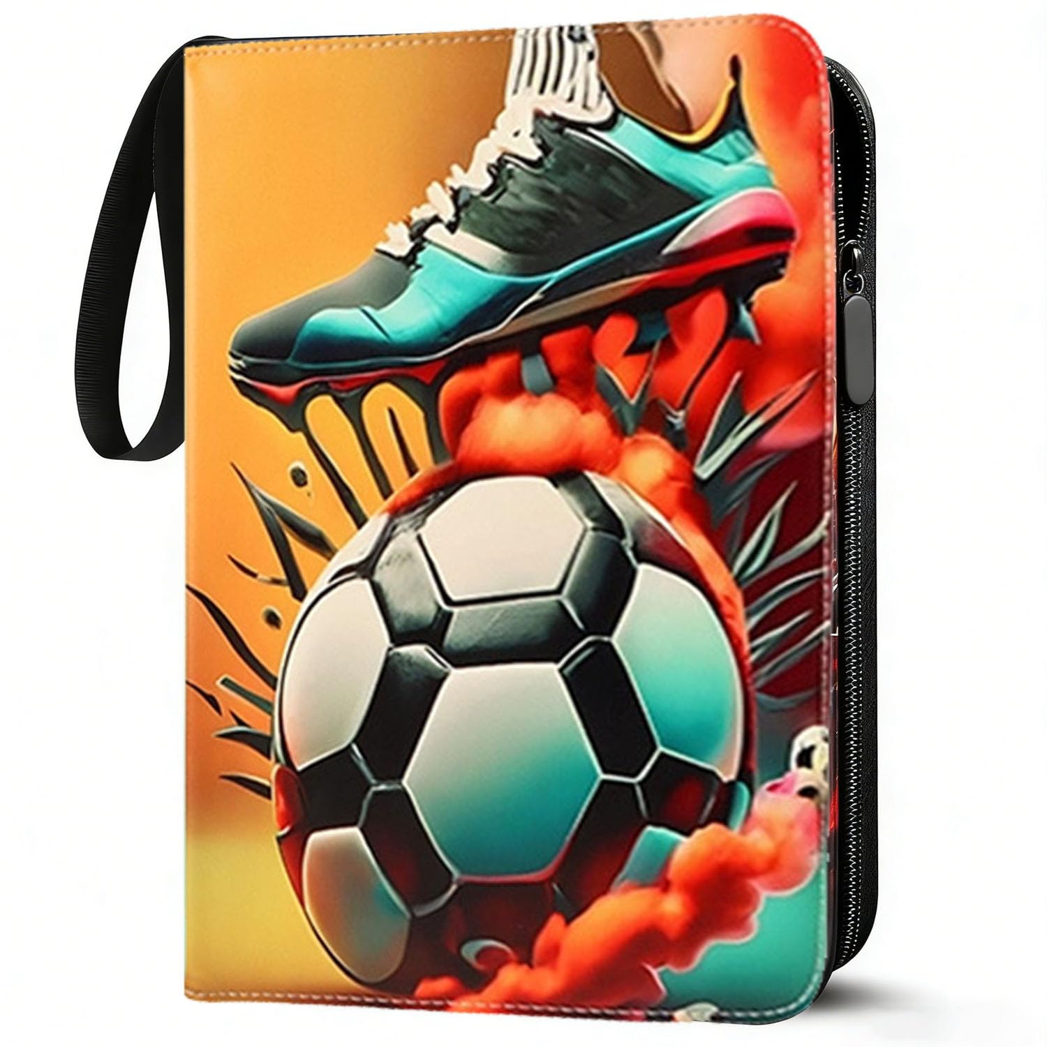 Album Cartas Fútbol 50 Páginas 900 Bolsillos,Album Binder Impermeable de PU con Cremallera,Tarjetero Portátil para Niños y Coleccionistas,Compatible con Cromos de Fútbol,MTG