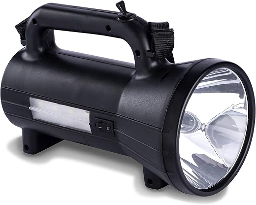 ANDSLITE Plastic Rechargeable LED Torch Cum Emergency Light with Power Bank, Black