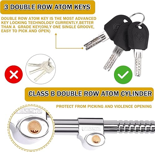 Vista 11 de Tevlaphee Cerradura del volante antirrobo, dispositivo retráctil de pedal de freno, contraseña sin llave, combinación de 5 códigos, dispositivo