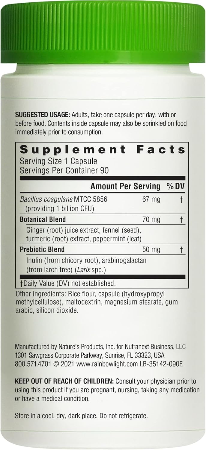 Rainbow Light - ProBio Active - Food-Based Probiotic Supplement Supports Gastrointestinal Health, Digestive and Immune Health; Shelf-stable, Vegan, Gluten-Free - 90 vCaps