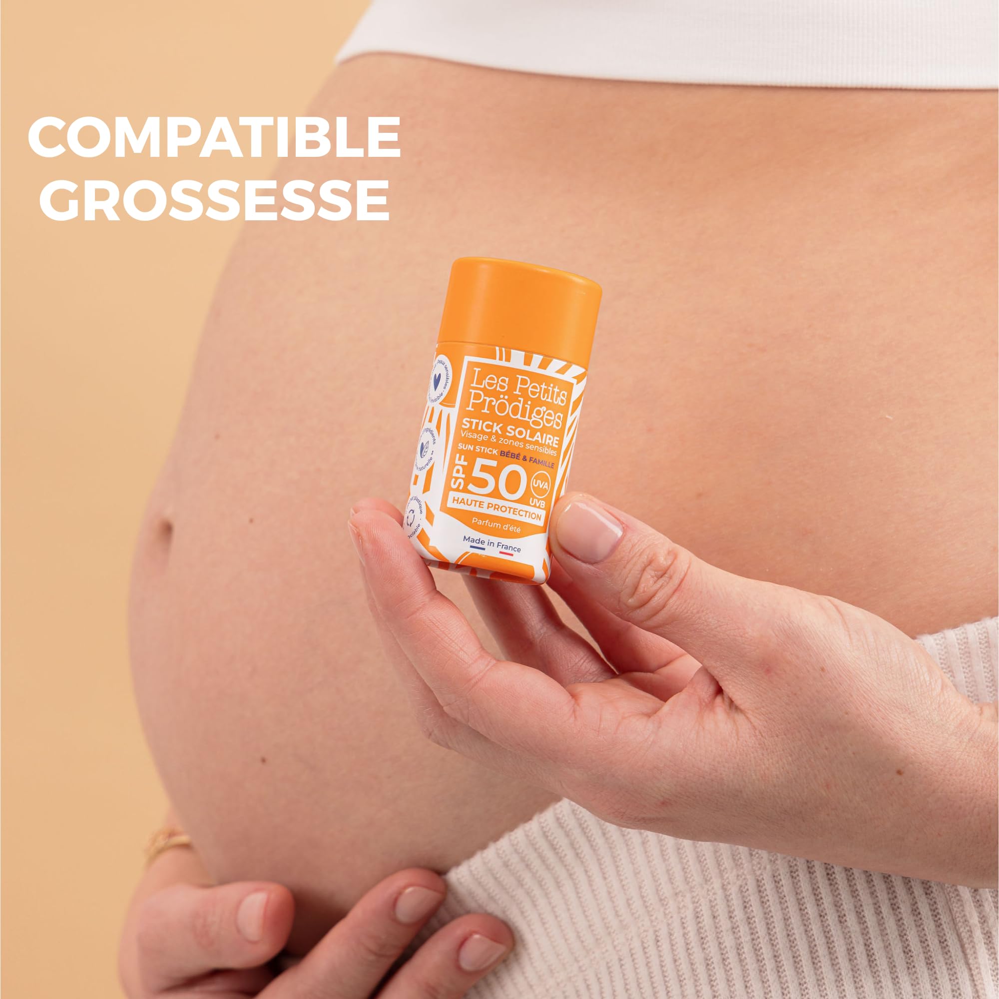 LES PETITS PRODIGES Stick Solaire Visage SPF 50 Ski - Bebe, enfant, famille - Très Haute Protection UVA,UVB - Hydratant & Apaisant -Tube en carton recyclable, Éco-conçu, Vegan, Fabriqué en France -15g