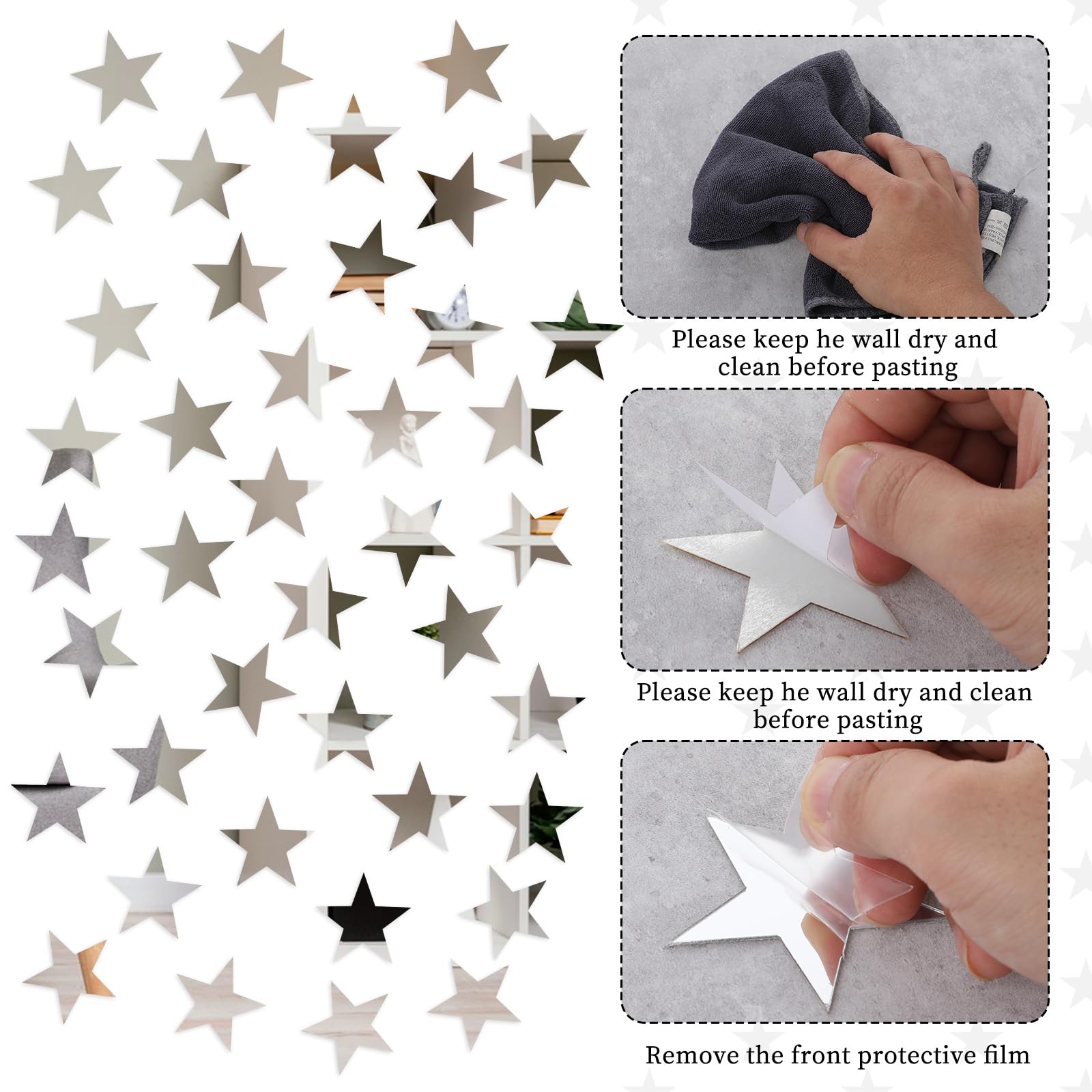Adesivi Da Parete A Specchio A Forma Di Stella - Decorazione Acrilica 3D Rimovibile Per Camera, Soggiorno, Feste - Foto 13