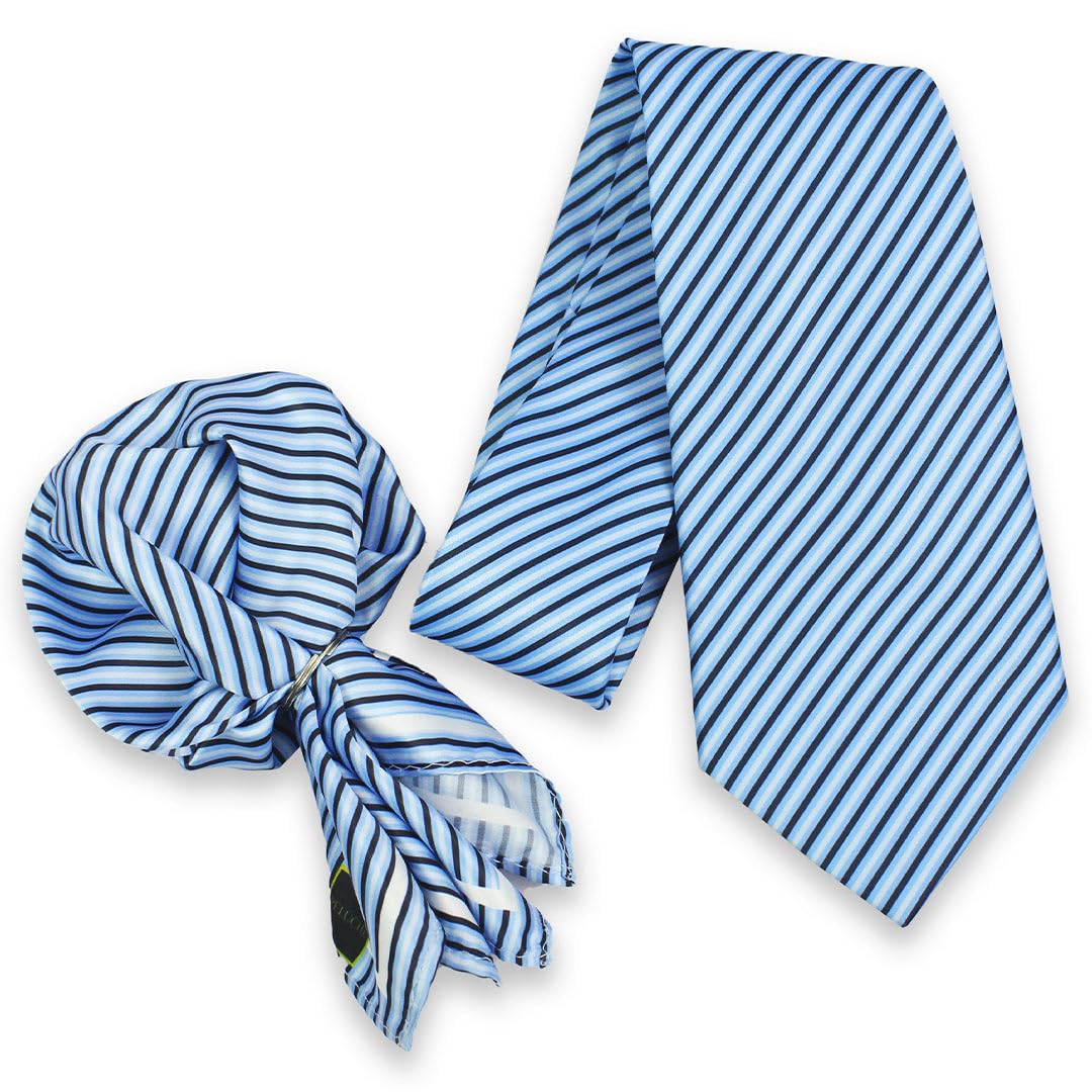 peluche Coastal Cascade Blue Neck Tie & Pocket Square Set for Men (Broad)-picture-15