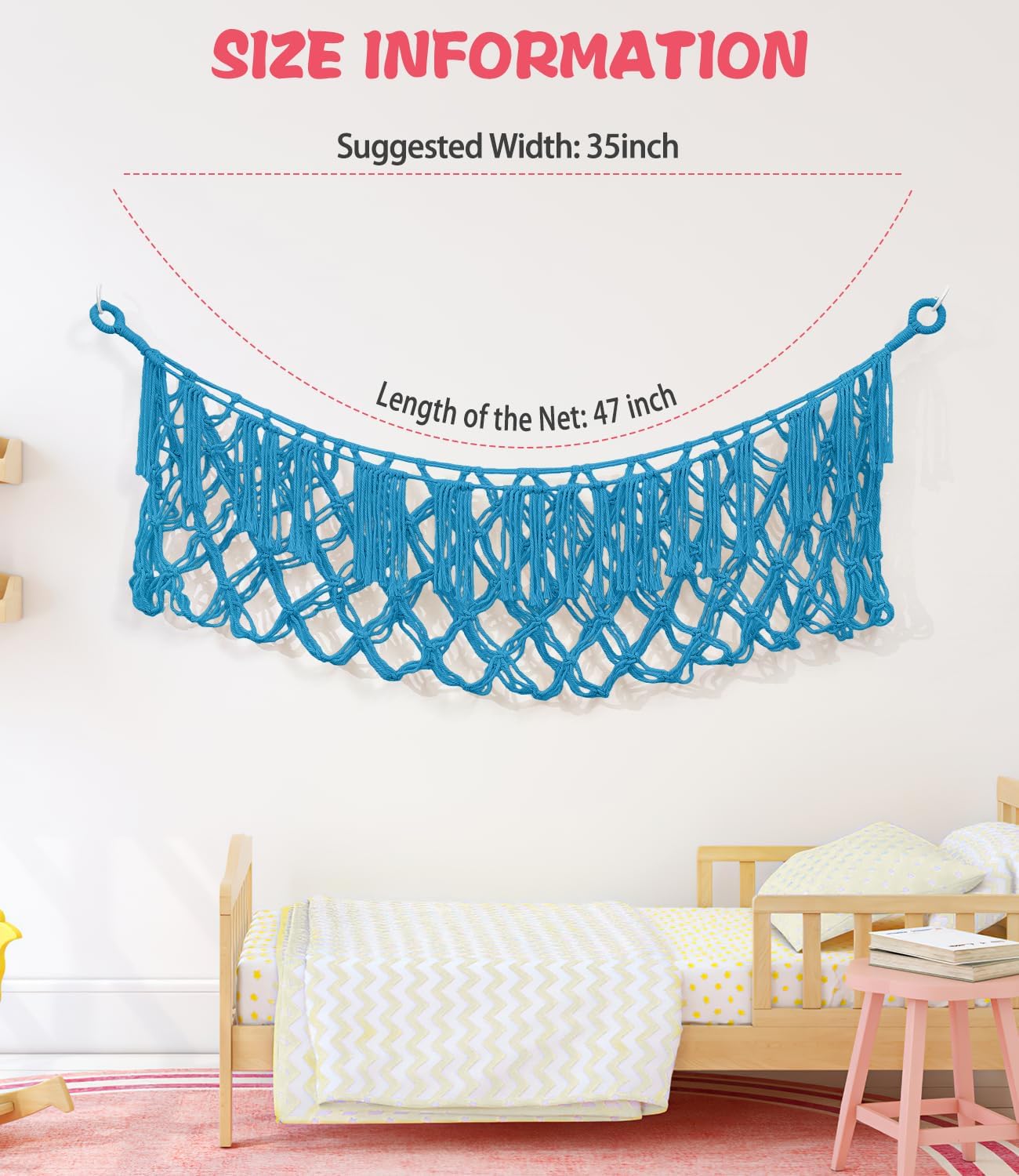 Stuffed Animal Net Hammock, Save Space Eliminate Clutter (Peacock Blue) image 4
