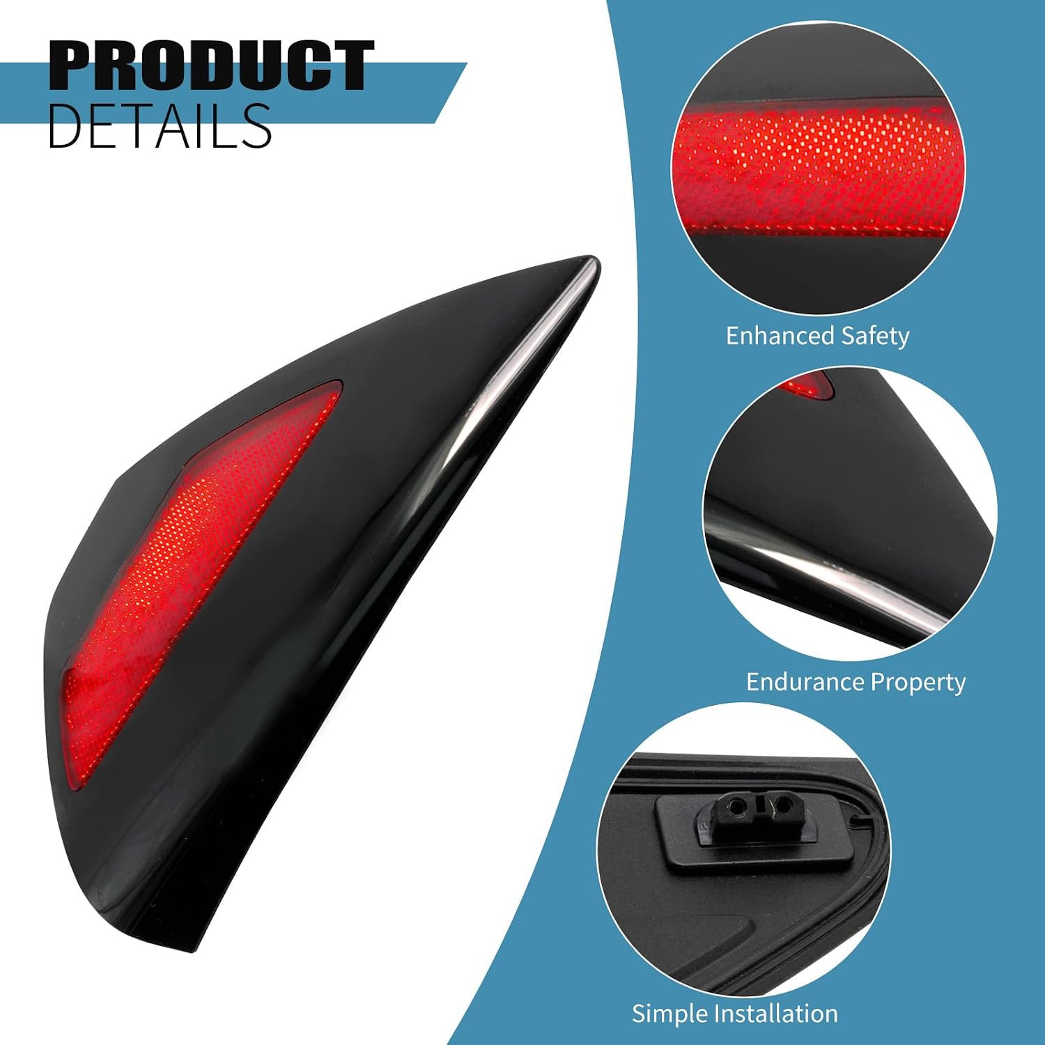 1084854-99-J Rear Left Side Taillight Charge Door Cover Reflector, Replacement for Tesla Model 3 2017-2024 Model Y 2020-2024, Replaces 1525134-00-B