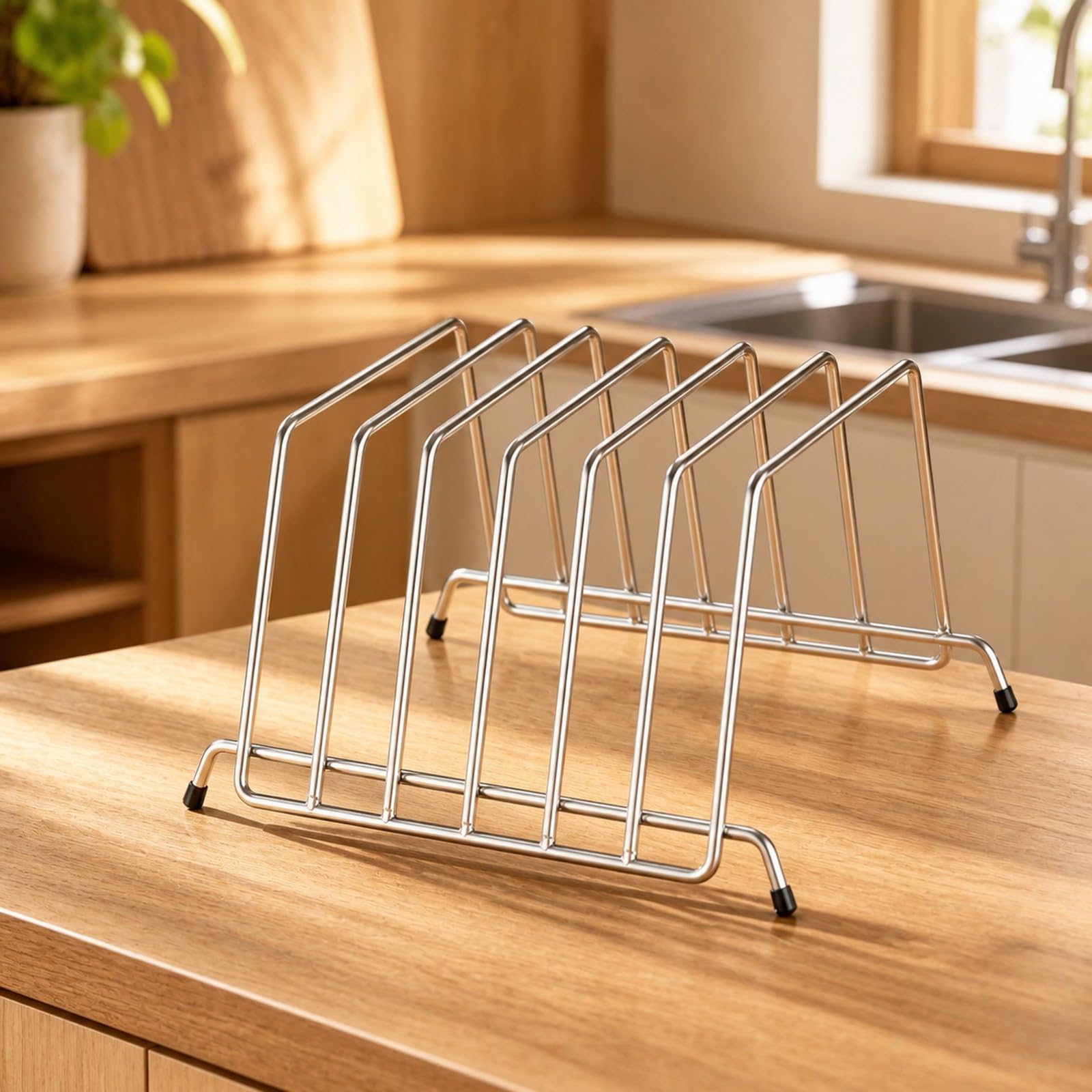 Gralara tagliere da Appoggio in Filo di Acciaio Inox Resistente tagliere con Sei Scomparti Antiscivolo per, Stile A