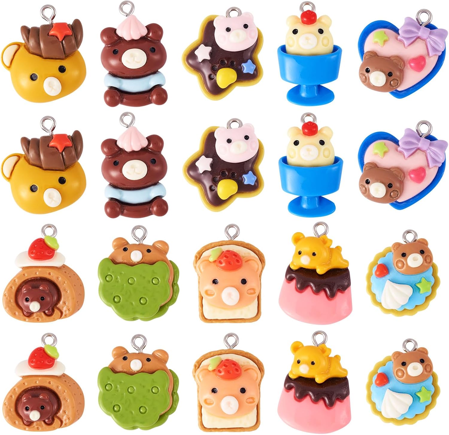 20Pcs Resin Bear Charms Sweet Food Theme Cartoon Bear Pendants Cute Dessert Animal Dangle Charms Lovely Hang Ornament for DIY Crafts Earring Necklace Keychain Jewelry Making - Image 7