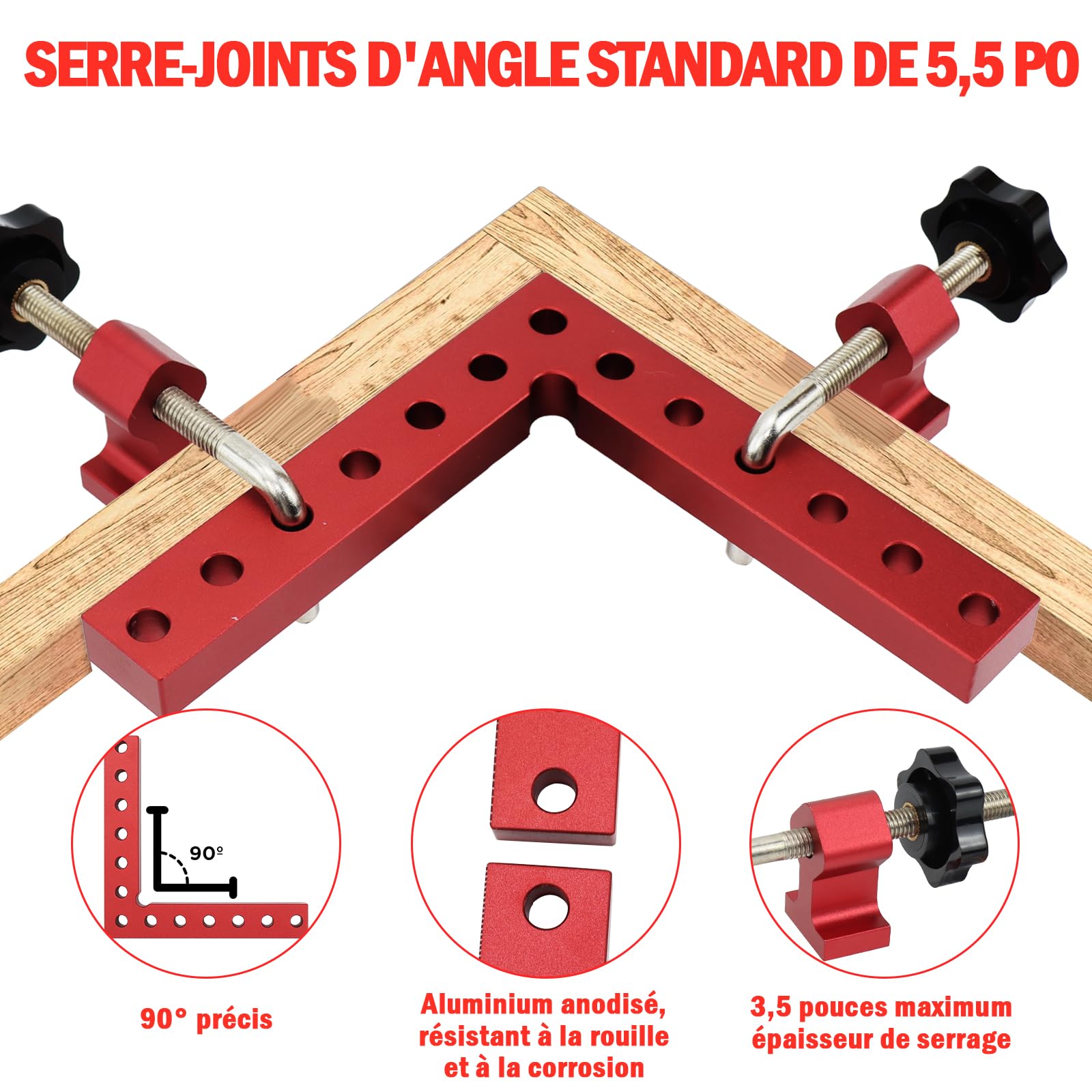 Pince à Angle Droit à 90 Degrés, 4PCS Bloc de Positionnement
