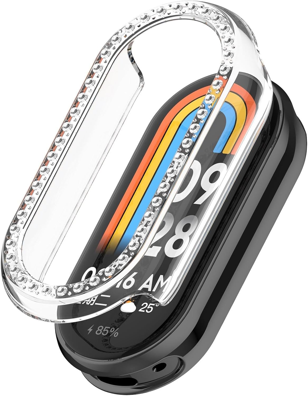 Etui ochronne z brokatem diamentowym do Xiaomi Smart Band 10, twarde etui ochronne z poliwęglanu błyszczące etui na smartwatcha dla kobiet mężczyzn (przezroczyste)