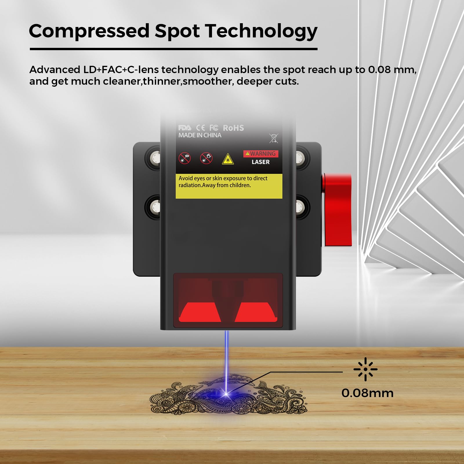 TwoTrees TC20 20W Lasermodul kompatibel mit CNC Fräsmaschine TTC450/TTC450 pro/TTC450 Ultra, für Holz, MDF, Edelstahl & Leder