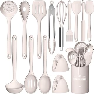 Terlulu Kitchen Utensil Set, 15-Piece Silicone Cooking Utensils, Cooking Cutlery Set, Heat Resistant Cookware with Utensil...