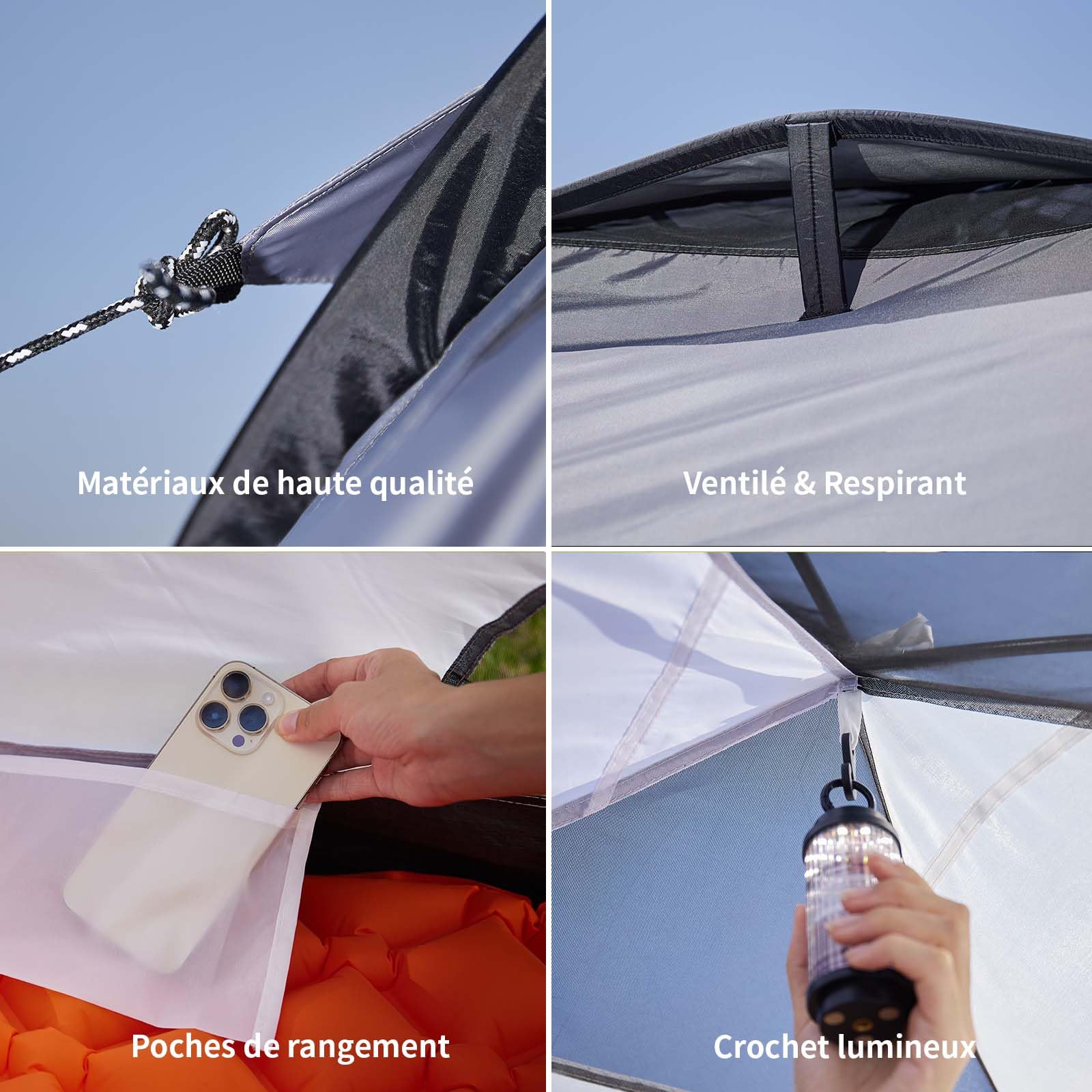 EchoSmile Tente Trekking 3-4 Personnes, Ultralégère 3-4 Saisons, Imperméable & Ventilée, Dôme Facile à Installer, Tente yourte pour Outdoor, Randonnée, Camping