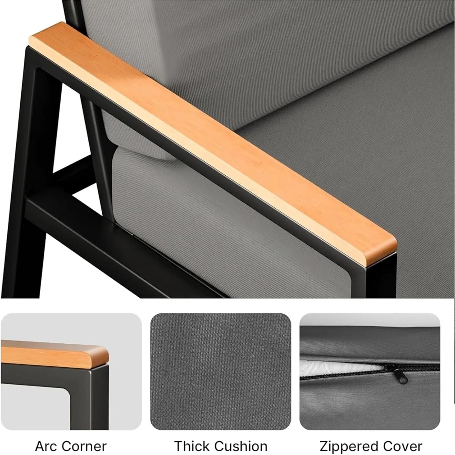 4 Piece Patio Furniture Set Modular Patio Sectional Sofa Set Patio Conversation Sets with Removable Seating Cushion(Beige)