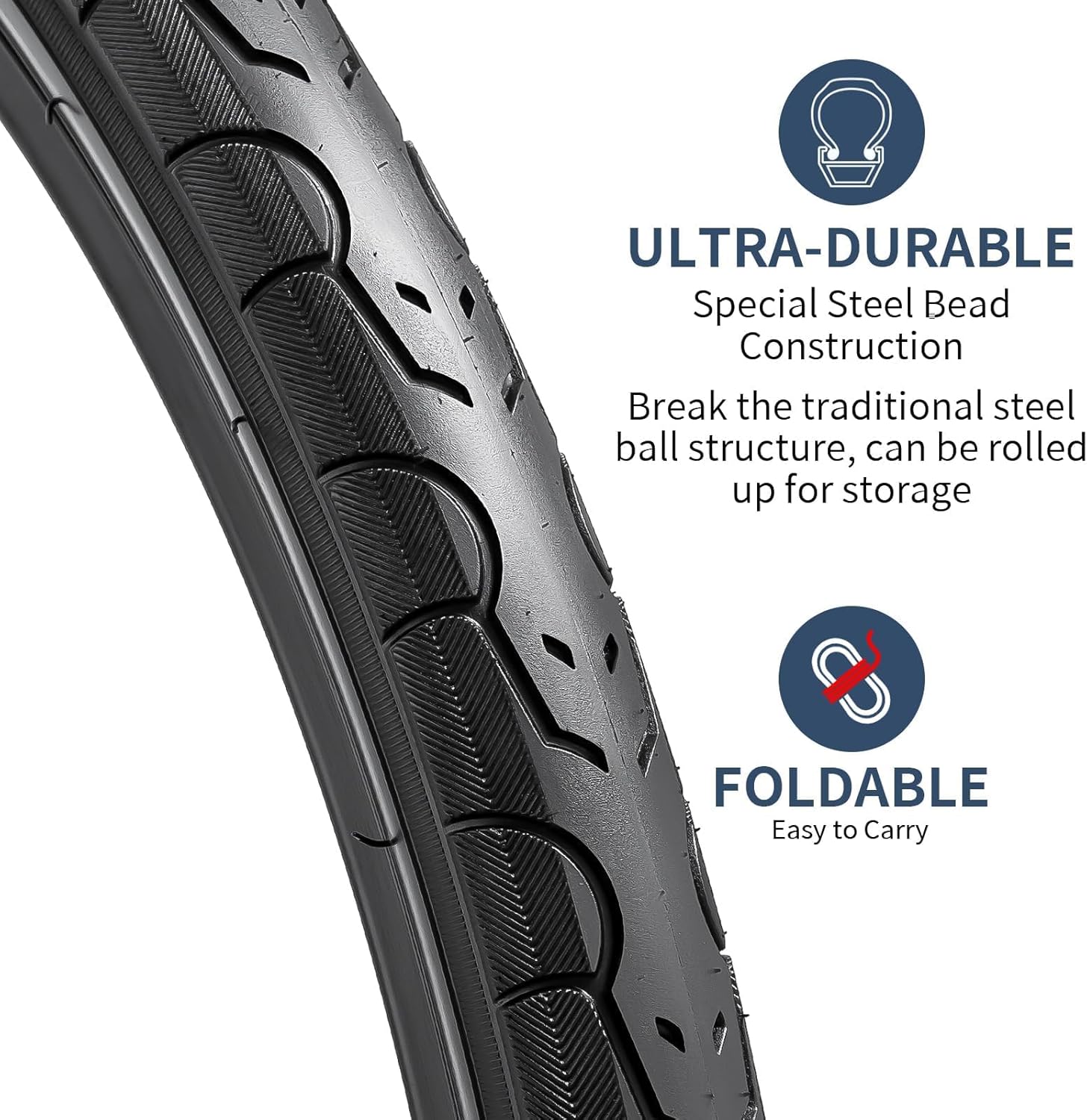 YUNSCM 2-PCS 26" Road Bike Tires 26x1.50/40-559 Compatible with 26 x 1.50 26X1.5 Bike Bicycle Tires (Y-1097)