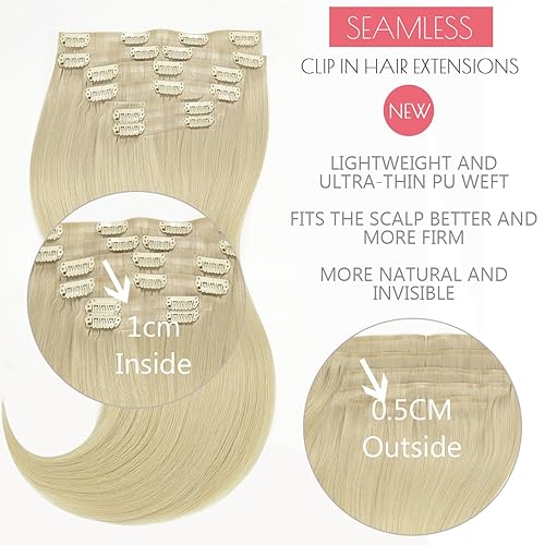 Miniatura 10 de Loxxy - Extensiones de cabello humano de 20 pulgadas, 7 piezas, 110 grms., cinta de poliuretano, sin costuras, 100 % real, Remy natural, piano,