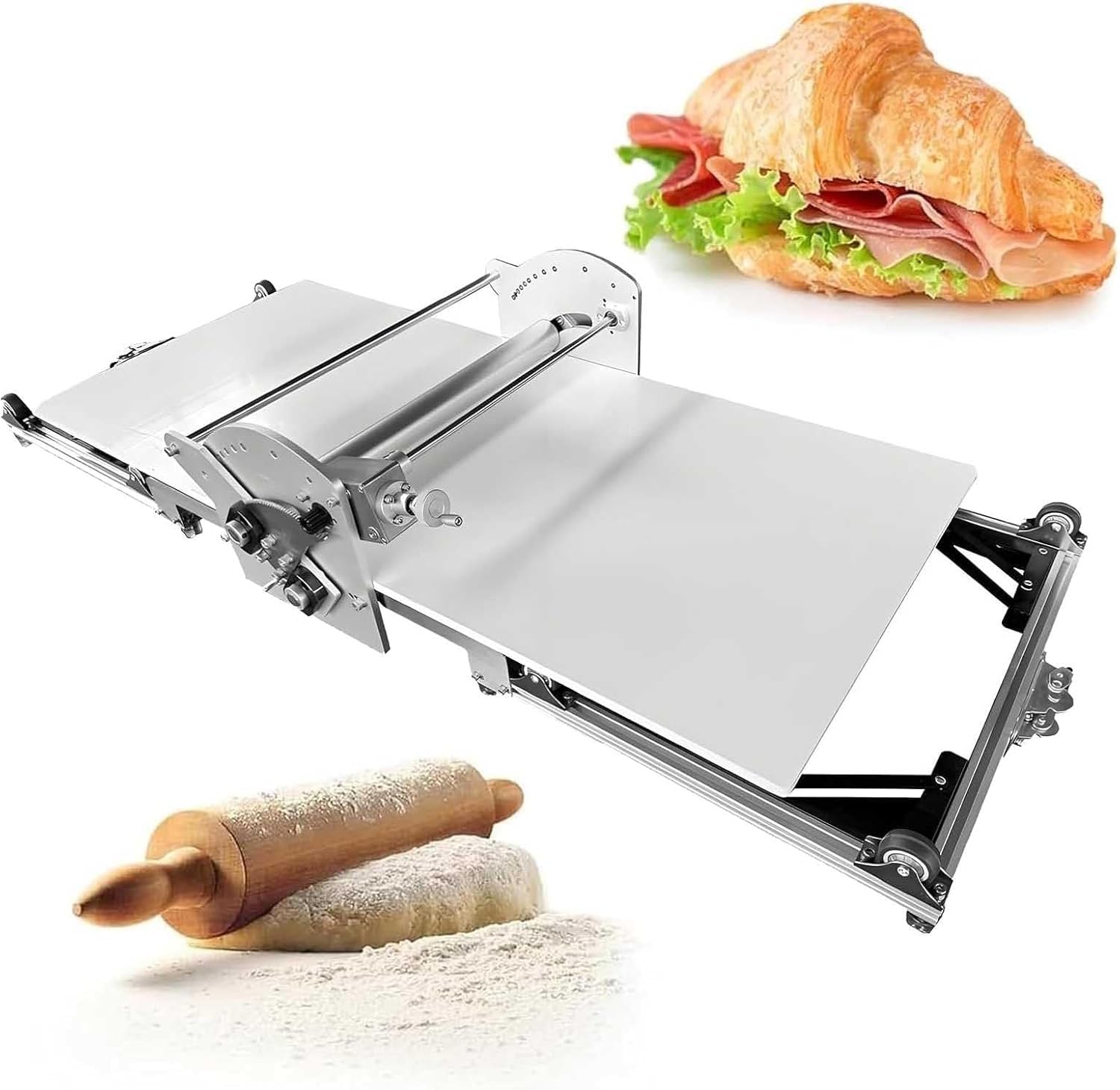 Laminoir électrique Professionnel - Grande Plaque De 101,6 X 45 Cm, épaisseur Réglable De 1,8 à 3 Cm, Idéal pour Les Boulangeries Et Les Pizzerias