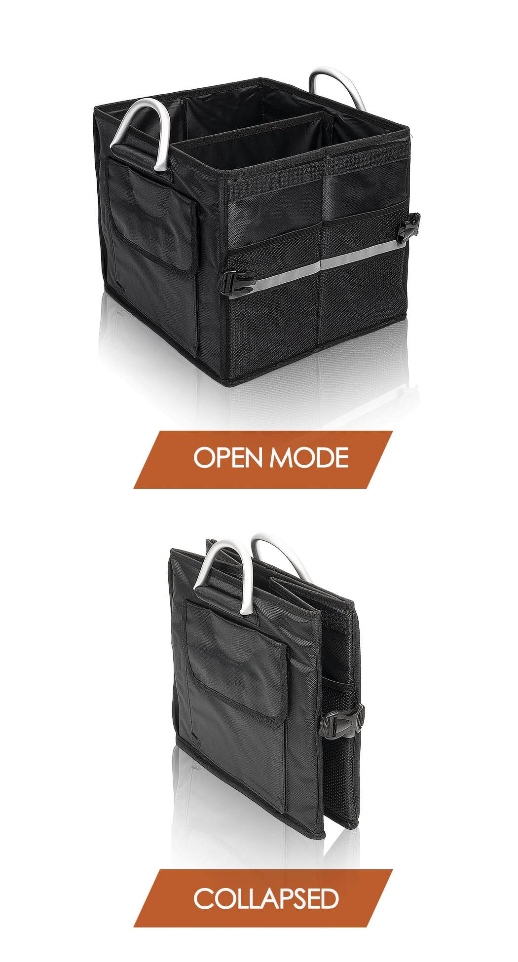 Organizer per bagagliaio, 28 l, portatile, multiuso, pieghevole, impermeabile, in tessuto Oxford, per auto, camion, SUV