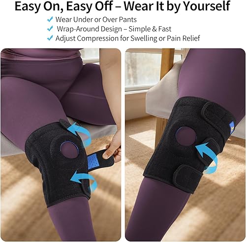 Miniatura 3 de ABYON Rodillera, soporte de rodilla para hombres y mujeres con estabilizadores laterales y correas ajustables, soporte de rótula abierta para