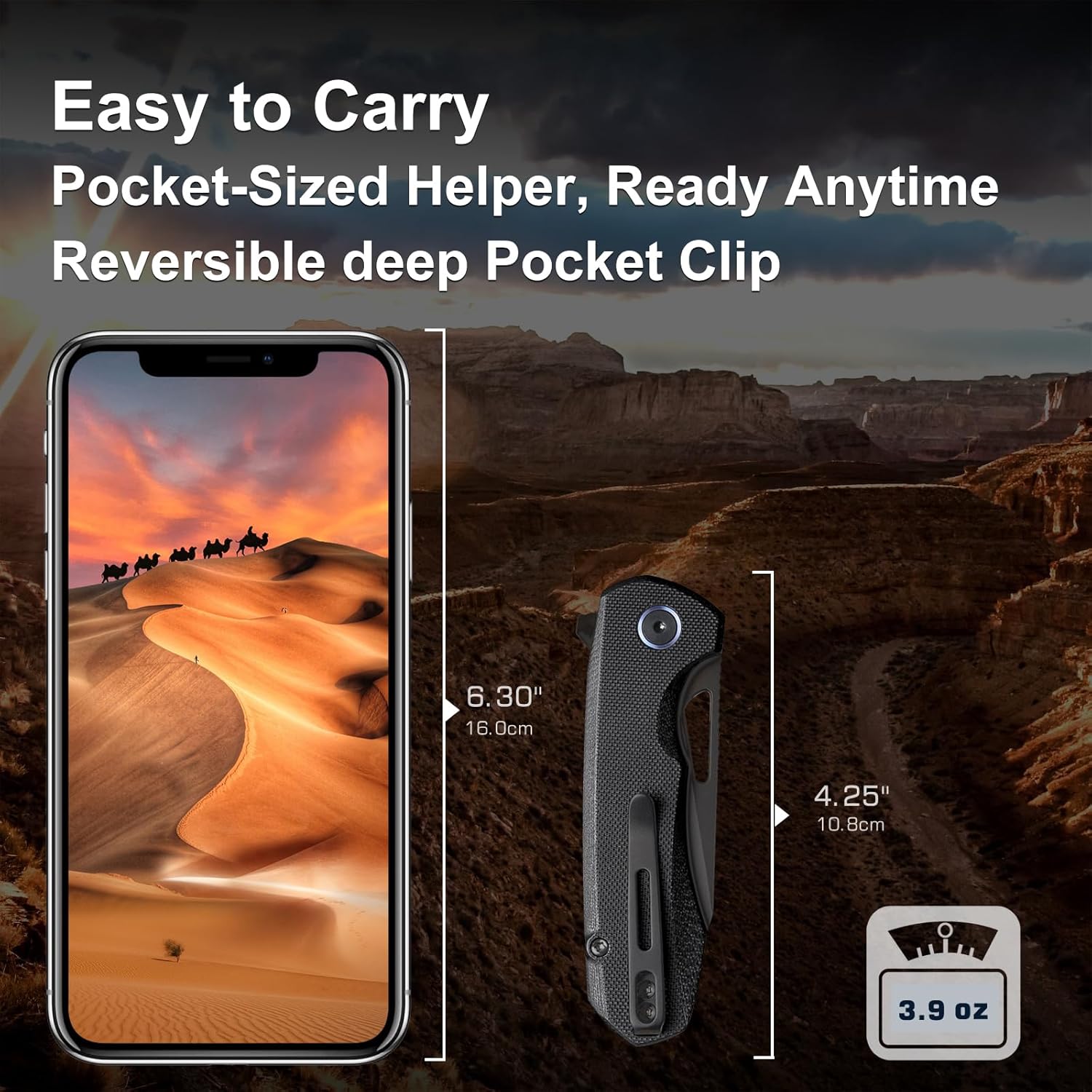 REMETTE RT-CAMEL Folding Pocket Knife, Button Liner Lock - 3.1" D2 Steel Blade, Green G10 Handle EDC Knife with Reversible Pocket Clip, Sharp Knife for Hiking Camping, Men & Women - RTB1