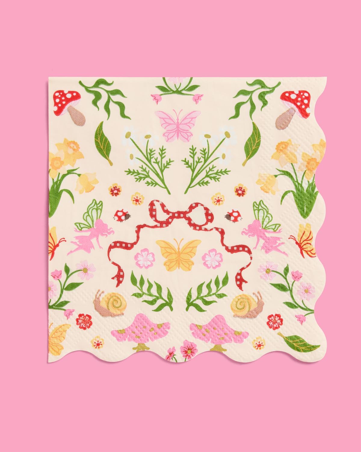 xo, Fetti Garden Fairy Napkins - 25 ct | Woodland Party Decorations, Spring Tea Party, Kids Birthday, Butterfly, Mushrooms, Pink Floral, Gingham, Farmers Market