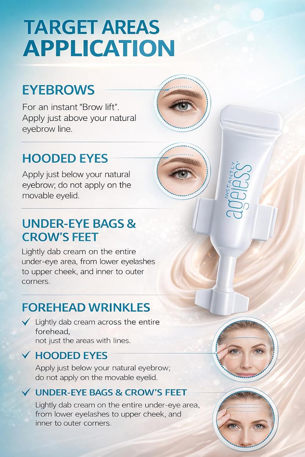 Instantly Ageless - Instant Face Lift Cream - Skin Care Anti Aging Face Cream with Vitamin C - Wrinkle Tightener - Eye Cream For Puffiness and Bags Under Eyes - Facelift 20 Vials - Image 4